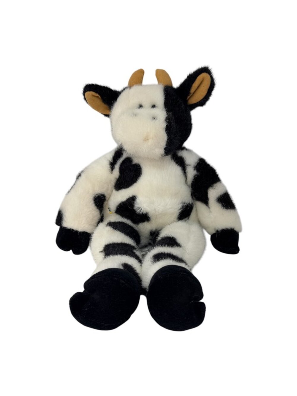 Vintage Build A Bear‎ Workshop Floppy Cow Plush 19" Black White Farm Animal BABW